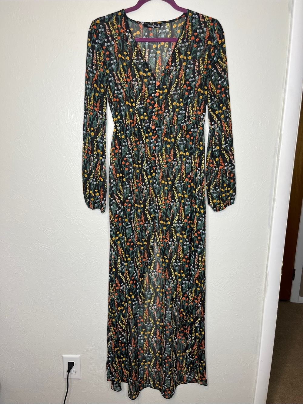 Sheer Floral Duster - Size S Boho Fairy Ethereal Whimsigoth